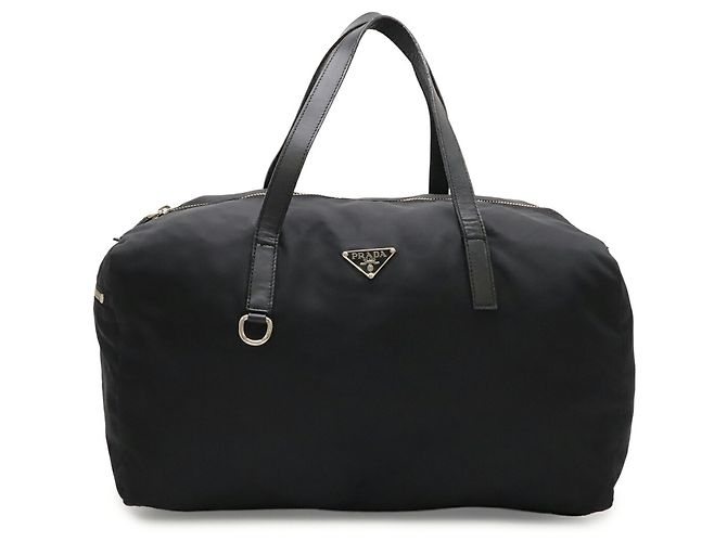 Borsa Boston in nylon nero e pelle Prada