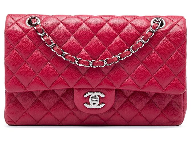 Chanel Red Medium Classic Caviar Double Flap Rosso