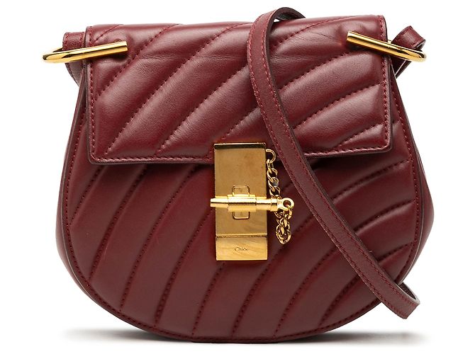 Bolsa Drew Bijou em couro matelassê vermelho mini Chloé Bordeaux