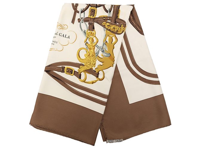 Sciarpa in seta Hermès Brown Brides de Gala 90 Marrone