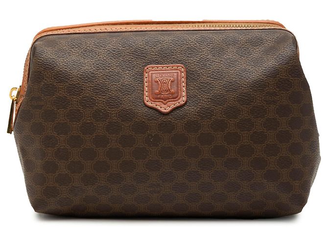 Céline Pochette Celine en toile enduite Macadam marron
