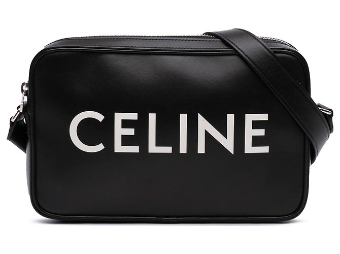 Céline Borsa a tracolla Celine in pelle di vitello liscia nera con logo Nero