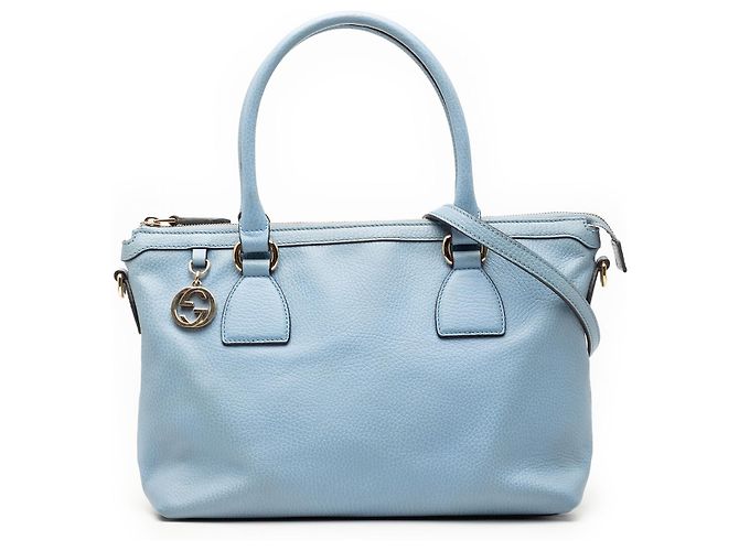 Bolsa Gucci Blue Dollar em couro de bezerro com pingente GG Azul Azul claro