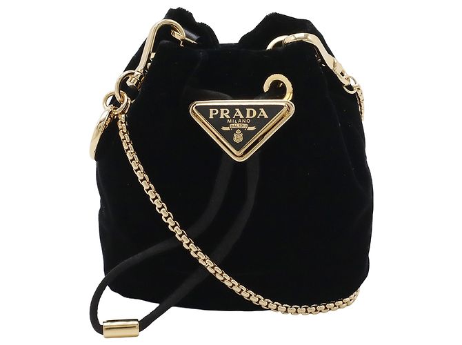 Pochete de cordão mini em veludo preto Prada