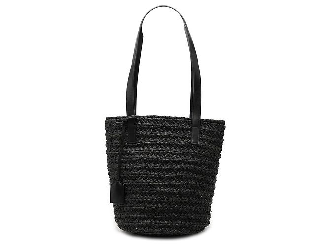 Borsa Saint Laurent Black Small Raffia Panier Nero
