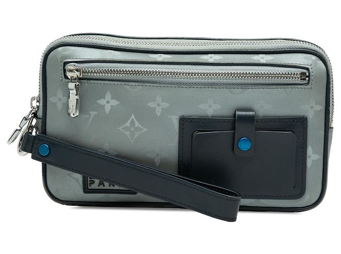 Clutch Louis Vuitton Gray Monogram Satellite Alpha Marrone