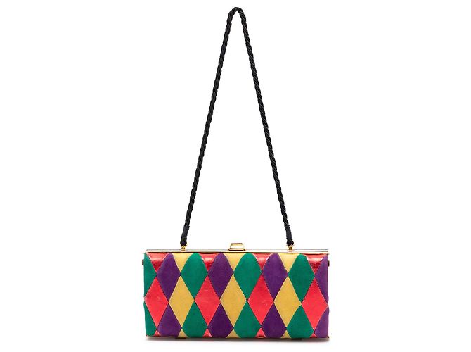 Clutch Minaudière Harlequin de Veludo Multicor Miu Miu com Alça