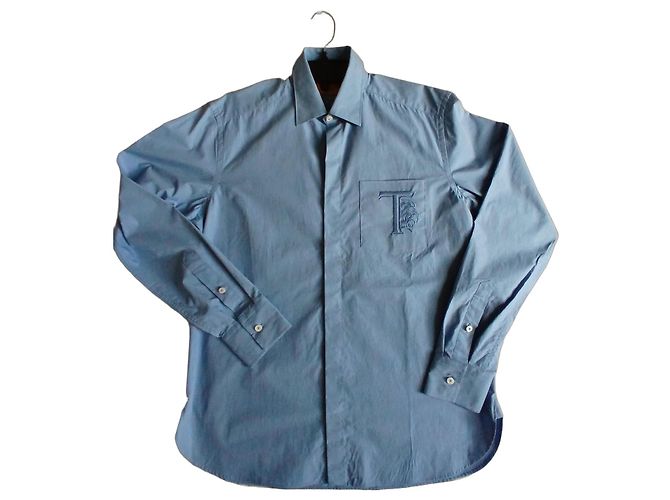 Tod's Camicia Blu in Cotone a Maniche Lunghe
