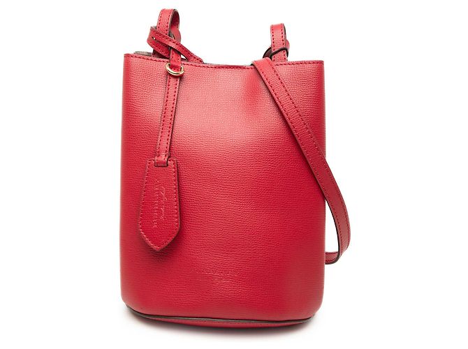 Borsa a secchiello Lorne in pelle di vitello granulata rossa Burberry Rosso