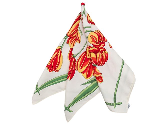 Pañuelo de seda Hermès White Tulipomanie 45 Blanco