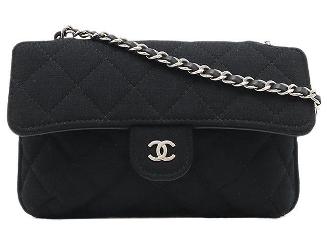 Tote Pieghevole Chanel Black Canvas Graffiti in Jersey Flap Nero