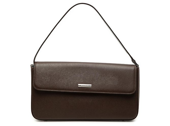Bolso de hombro con solapa de cuero marrón Burberry Castaño Marrón oscuro