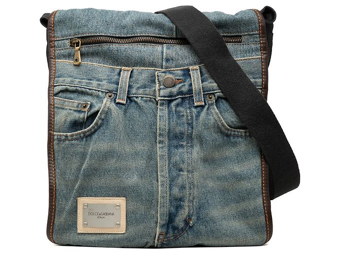 Borsa a tracolla in denim blu Dolce & Gabbana