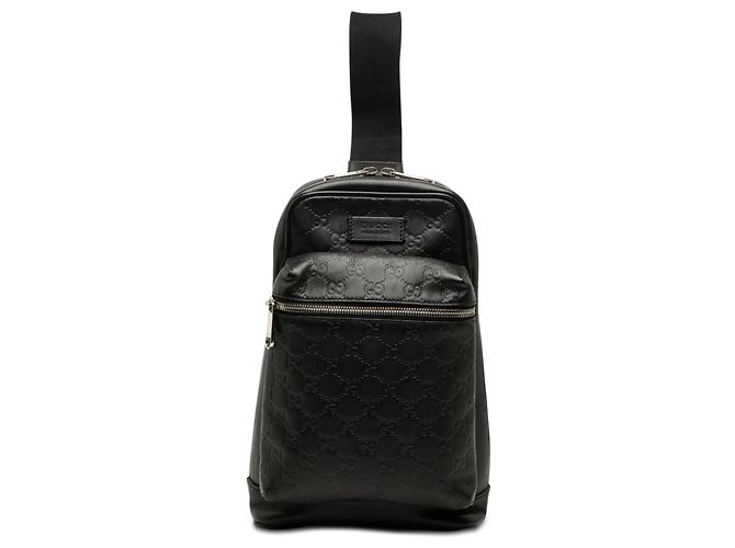 Gucci Black Guccissima Sling Backpack Schwarz