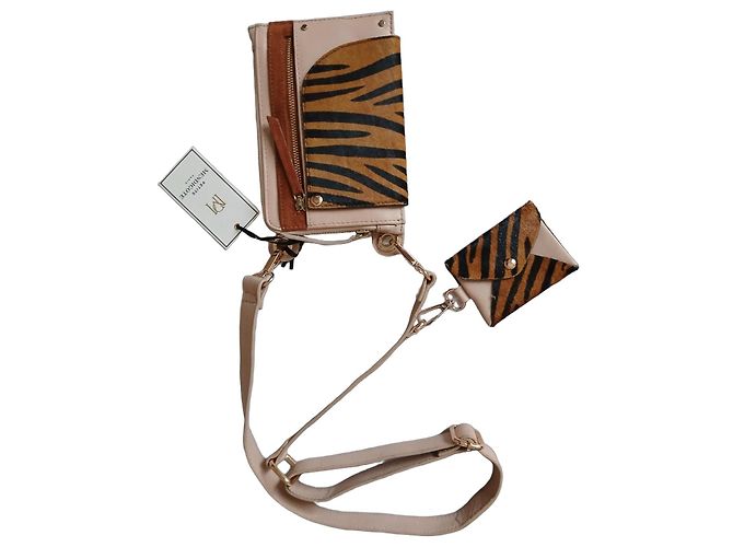 Petite Mendigote Borsa a tracolla in pelle e pony hair zebra Multicolore Beige