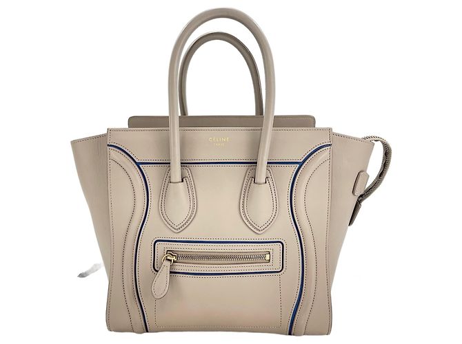 Céline Bolsa Celine Luggage Micro Shopper em Bege
