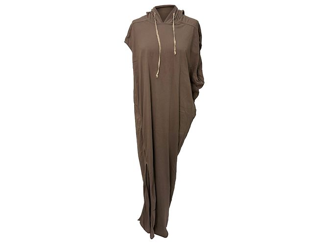 Vestido longo com capuz Edfu de Rick Owens em algodão marrom