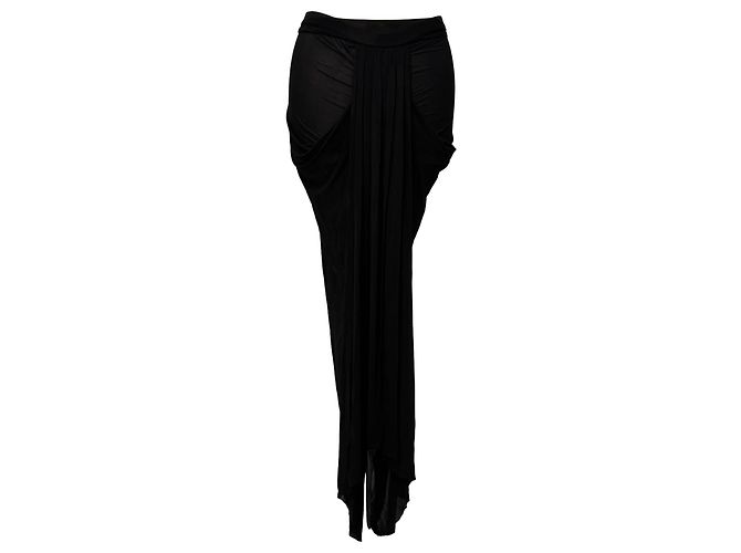 Saia midi drapeada Rick Owens em cupro preto