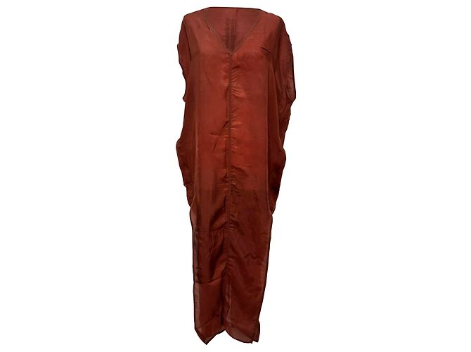 Abito maxi Arrowhead di Rick Owens in cupro marrone