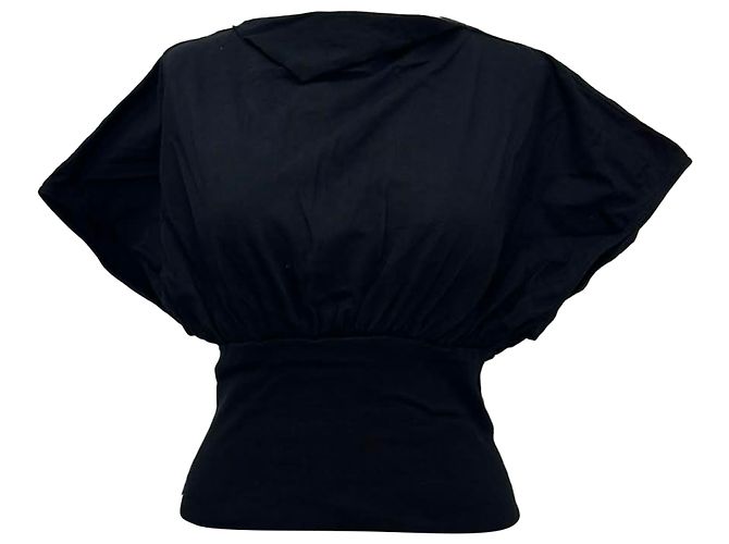 Camicetta Rick Owens con scollo a barca e maniche corte in cotone nero