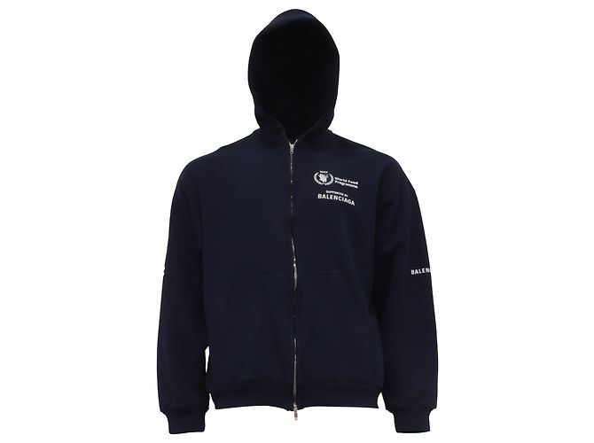 Everyday Sudadera con capucha y cremallera Balenciaga WFP Regular en algodón azul marino