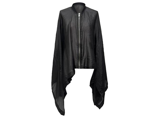 Poncho com zíper Rick Owens em seda preta Preto