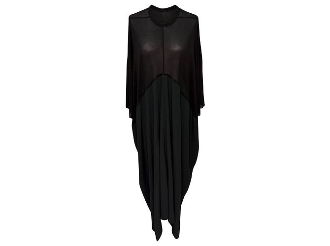 Abito maxi Kite Crewneck Rick Owens in cupro nero