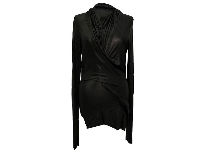 Top de manga comprida Magnetic de Rick Owens em viscose preta