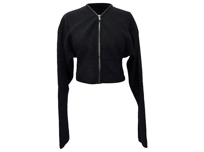 Rick Owens Batwing Klaus Zip Cardigan aus schwarzer Alpakawolle