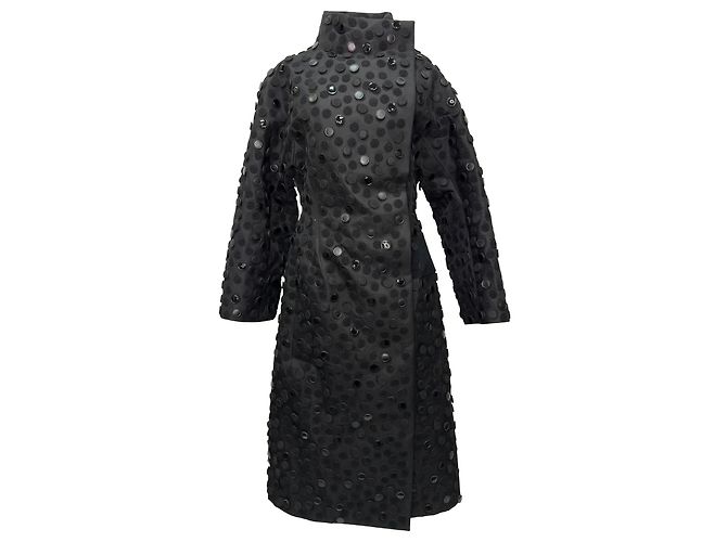 Casaco de comprimento de joelho com padrão de bolinhas em lã preta Alaïa Preto