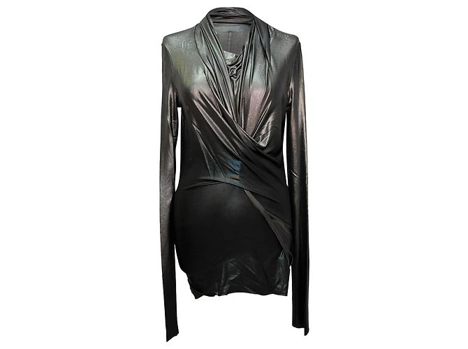 Top a maniche lunghe Magnetic di Rick Owens in viscosa nera Nero