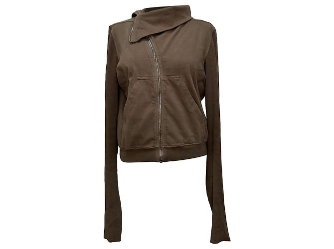 Sweatshirt com fecho assimétrico Rick Owens em algodão castanho Marrom