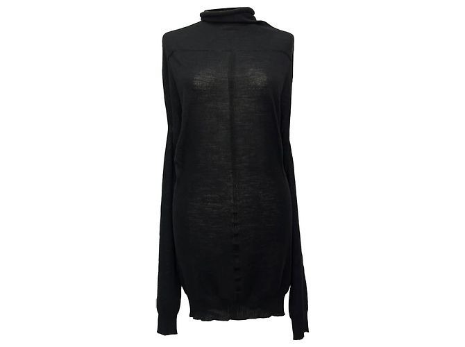 Rick Owens Crater Oversized-Pullover aus schwarzer Wolle