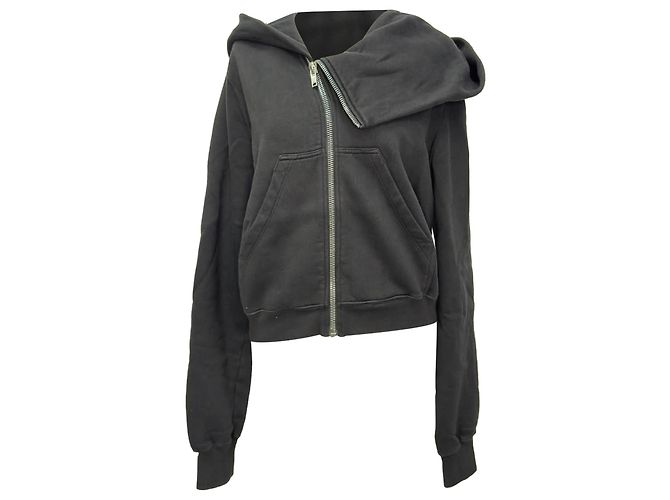 Sudadera con cremallera asimétrica Rick Owens en algodón negro