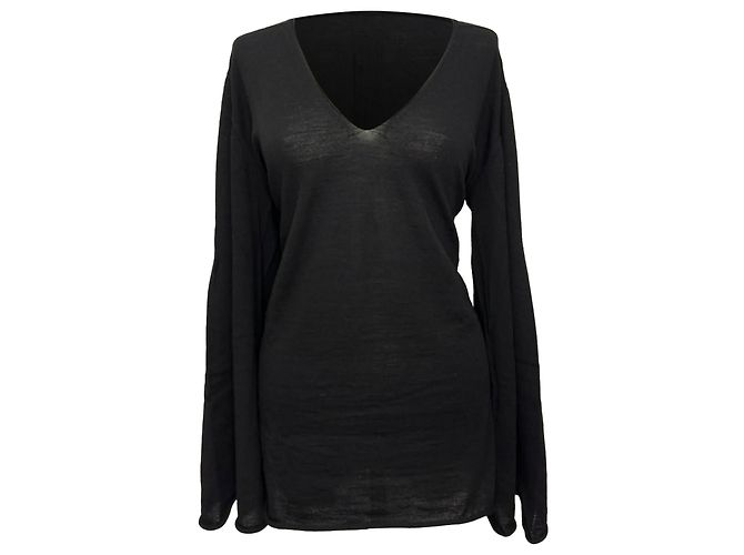 Rick Owens V-Ausschnitt Pullover aus schwarzer Wolle
