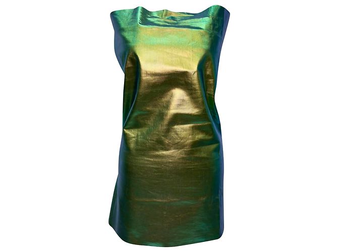 Top monospalla Athena iridescente in cotone verde di Rick Owens