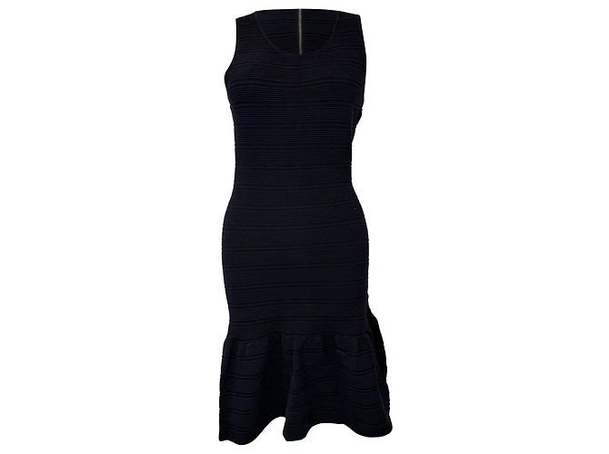Mini abito a coste con scollo rotondo Sandro in cotone blu navy