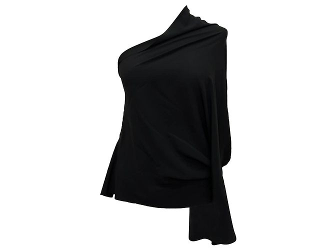 Rick Owens One-Shoulder-Bluse aus schwarzem Acetat