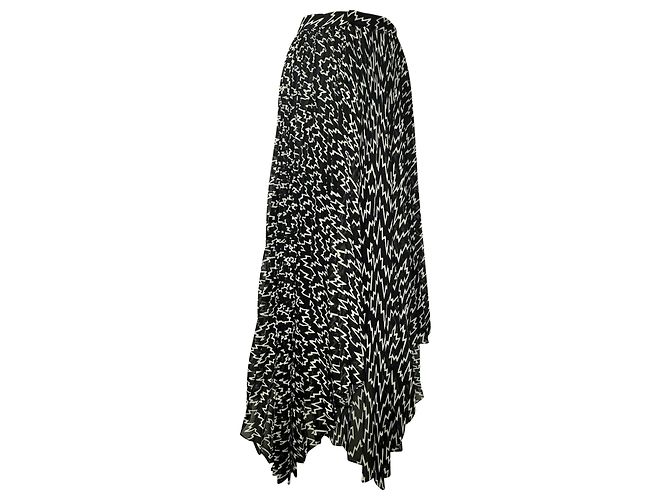 Falda midi plisada asimétrica estampada Isabel Marant Alena en gasa negra Impresión de pitón