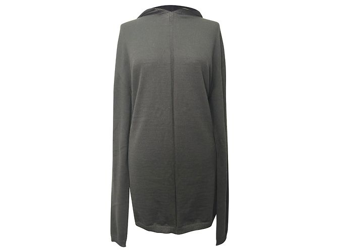 Rick Owens Strickkapuzenpullover aus schwarzer Wolle