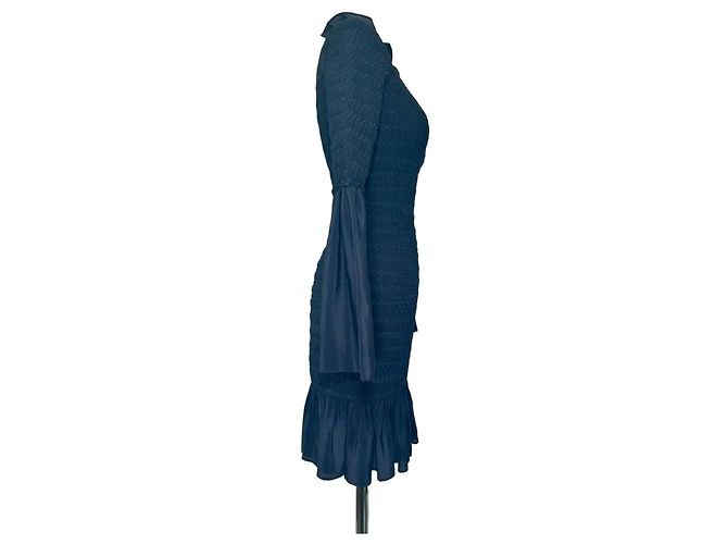Stella Mc Cartney Mini abito arricciato Stella McCartney in seta blu navy Blu chiaro