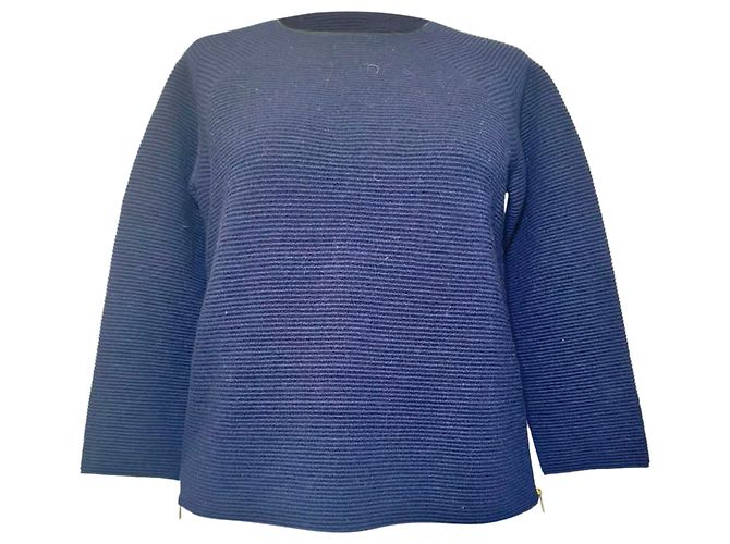 Chloé Boxy Strickpullover aus Navy Blue Wolle Marineblau 
