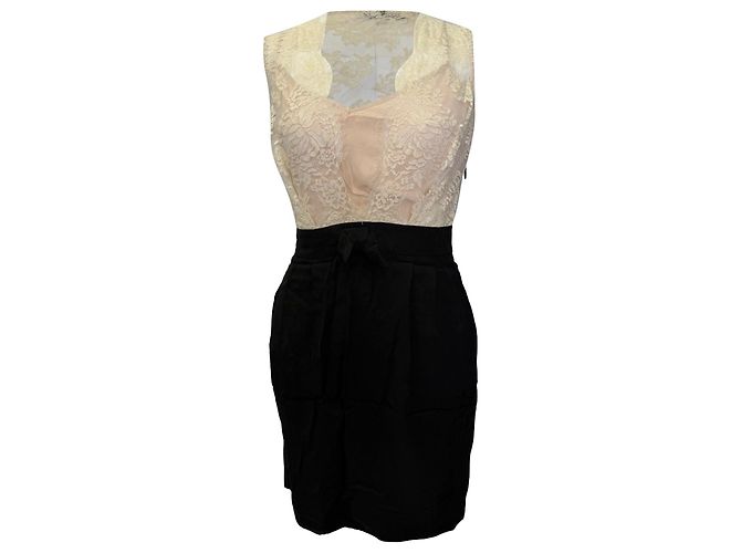 Sandro Mini-Kleid mit Spitzendetails aus weißer Viskose