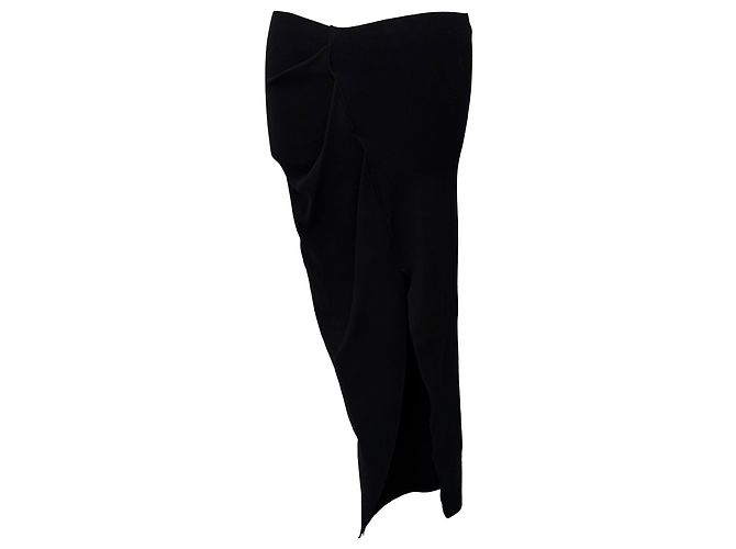 Falda midi asimétrica drapeada Rick Owens en viscosa negra Negro