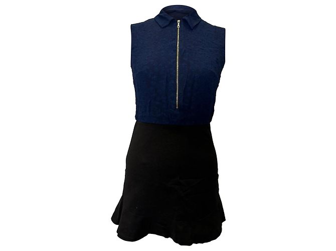 Sandro Mini-Kleid mit Colorblock-Muster aus blauer Viskose