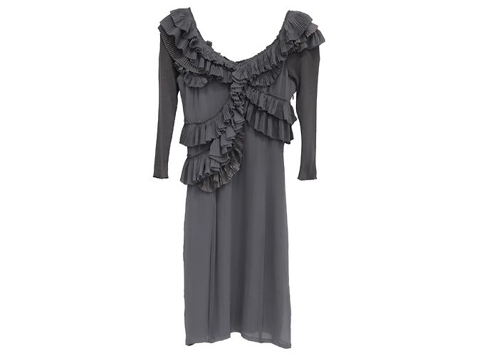 Mini abito con volant Burberry in seta grigia Grigio