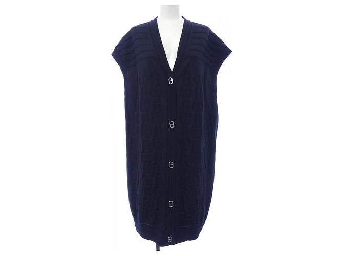 Hermès Hermes Silk Blend Long Vest Blue Navy blue