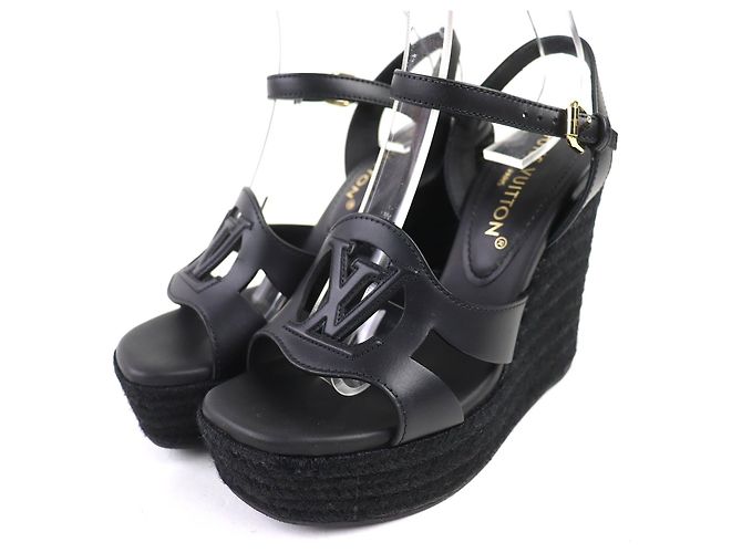 Sandali Espadrilles con Zeppa Louis Vuitton Nero