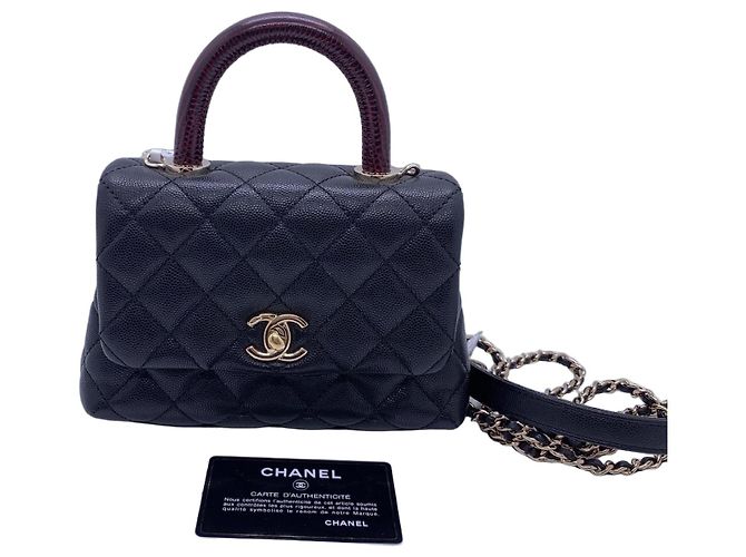 Borsa Chanel Mini Coco Handle in pelle nera Nero