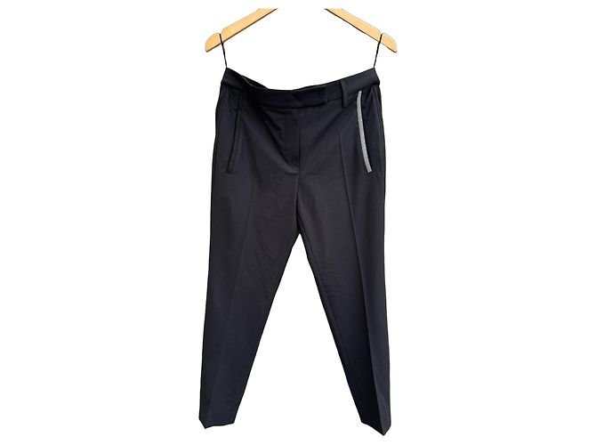 Brunello Cucinelli Wollmischung Hose Schwarz